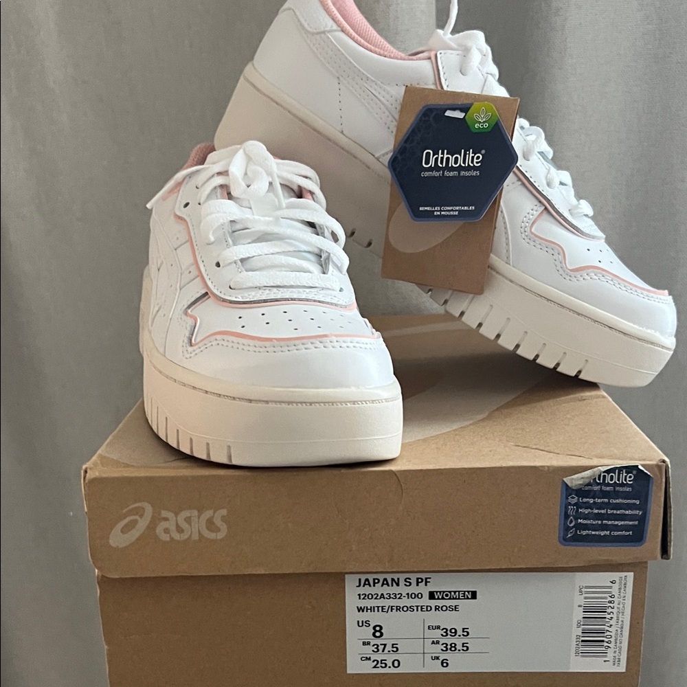 Asics Platform White and Soft Pink Sneakers